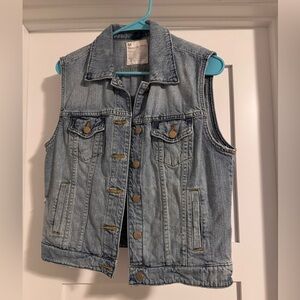 J. Crew Distressed Light Blue Denim Vest